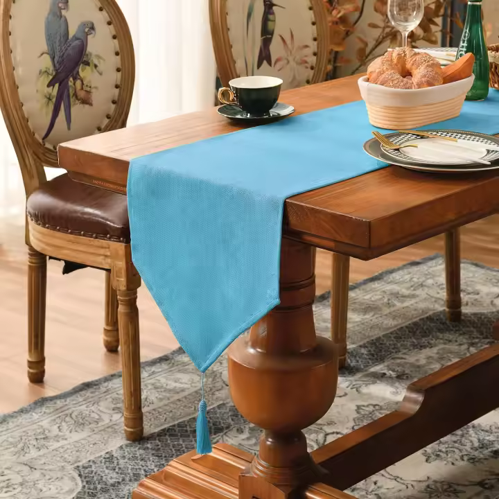 Camino de mesa para cocina, camino de mesa impermeable, decorativo, para fiestas, Navidad, restaurante, comedor (azul lago, 35 x 240 cm) - 1