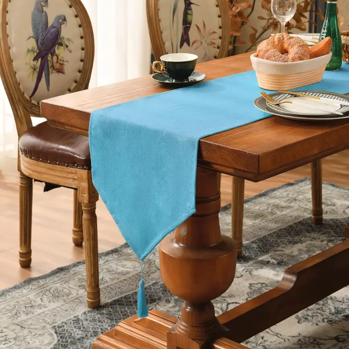 Camino de mesa para cocina, camino de mesa impermeable, decorativo, para fiestas, Navidad, restaurante, comedor (azul lago, 35 x 240 cm) - 1