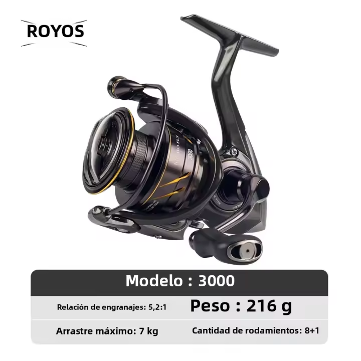 Carrete De Pesca Ultraligero KINGDOM Micro Fly pro Con 8+1 Engranajes Sellados Ratio De Engranajes 5.2:1 Arrastre Máximo 8KG 160g Para Agua Dulce Y Salada - 1