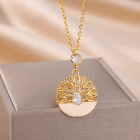 Collar Colgante De Coral Con Zirconia En Oro 18K Para Mujer Joyería De Moda Cadena Aestética Encanto Accesorios Decorativos Corporales - details 5