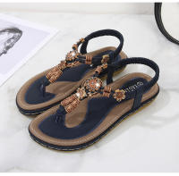 Zapatos de playa europeos y americanos para mujer, verano 2025. Zapatos casuales planos anchos con cuentas de madera tejidas. - details 20