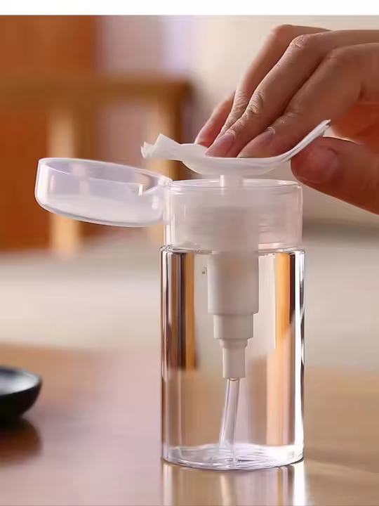 Botella De Pumpeador De 100ml Con Tapa De Punto 3 Pack Transparente Para Remover Esmalte De Uñas Alcohol Maquillaje - 1
