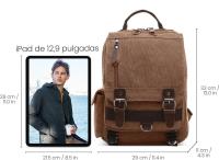 Mochila vintage de moda para hombre, bolso de hombro convertible para iPad de 12,9 pulgadas, bolso de lona informal para la escuela, viajes, trabajo, senderismo, camping, mochila de lona para hombre. - details 2