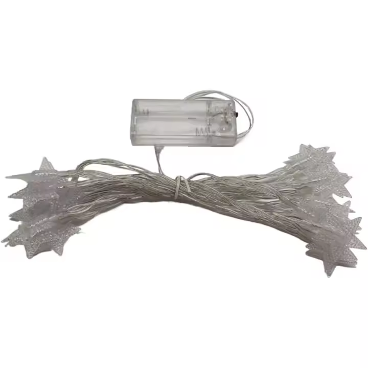 Cadena de luces de estrellas, 40 luces LED a batería de 6 m, modo dual, monocromáticas y con iluminación brillante, para dormitorio navideño, interior y exterior (blanco cálido) - 1