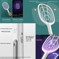 Raqueta Eléctrica para mosquitos - Recargable por USB - Función de visualización de agua-Blanco - details 1