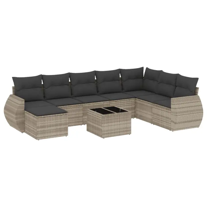 Set muebles Jardín 9 pzas y zapatos sintético gris Claro - 1