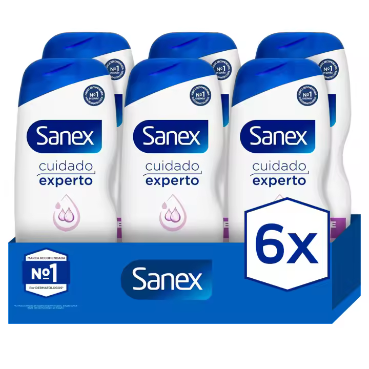 Gel de ducha o baño Sanex BiomeProtect Dermo Pro Hydrate hidratante piel muy seca 600 ml Pack de 6 - 1
