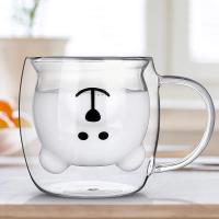 Taza De Café Doble Oso De 250ML Con Mano Transparente Insulada Para Leche Jugo Té Utensilios De Espresso Lindo Y Ecológico - details 5
