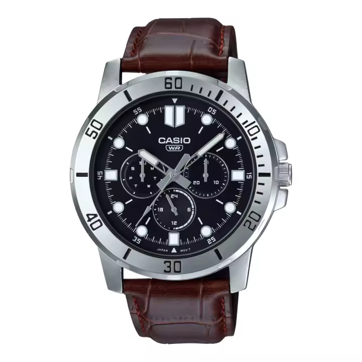 Reloj deportivo hombre Casio MTP-VD300L-1E  45mm correa de cuero  resistente al agua - 1