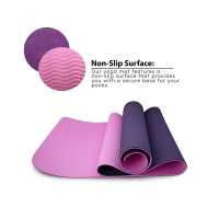 Ociodual Esterilla Yoga antideslizante con Correa de hombro y Bolsa de Transporte, Pilates, Fitness, Yoga mat, TPE Ecológico + Algodón, Colchoneta gimnasia, Morado/Rosa, 183cm X61cm X6mm - details 3