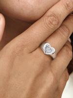 Pandora - Anillo de Sello with pavé de corazón radiante - Plata de Lei - details 2