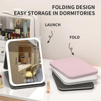 Espejo De Maquillaje LED Dimmable En 3 Colores Con Pantalla Táctil Recargable Para Viajes Y Uso Doméstico Espejo Cosmético Plegable - details 5