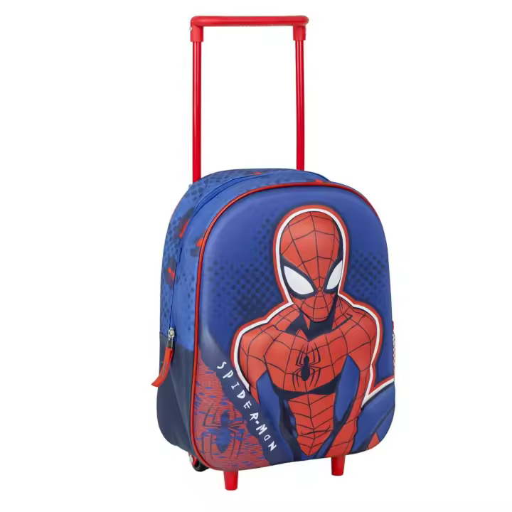 Mochila Infantil Trolley 3D Spiderman, Unisex niños, Azul, Pequeña - 1