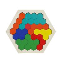 Juego De Rompecabezas Hexagonal Alien Tangram Bloque De Puzzle Clásico Para Niños Juguetes Educativos De Madera Unisex - details 11