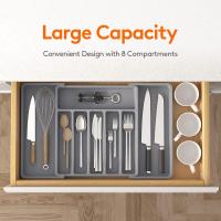 Cutlery Drawer Organiser, Expandable Utensil Tray for Kitchen, Adjustable Silverware and Flatware Holder, Compact Plastic Storage - details 0