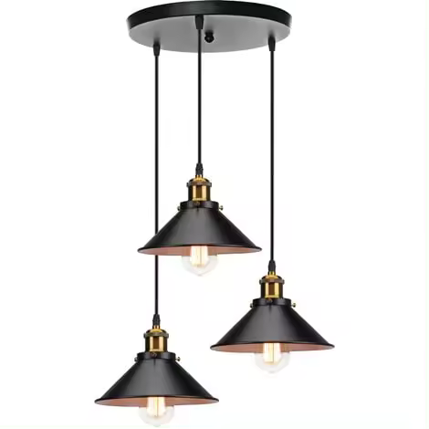 3 Luces de techo lámpara Retro Industrial Edison - 1