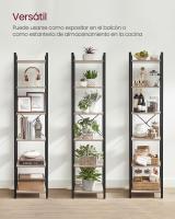 Estantería de 6 niveles multifuncional, librería espaciosa, ideal para oficina, salón, dormitorio y cocina, 40x30x187.5 cm, disponible en greige, marrón rústico y olmo pardo - details 2