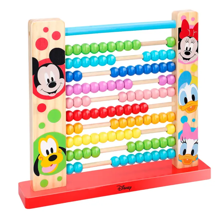 WOOMAX - Ábaco de madera Disney Baby 30 cm, juguete educativo con cuentas de colores, Mickey, Minnie, Donald, Daisy, Pluto, ábacos infantiles, juego preescolar, juguetes para bebés 12 meses - 1
