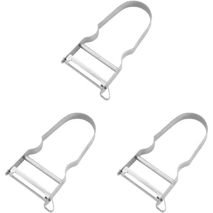 D053 Speed Peeler Stainless Steel Slicer Cutter Twister Kitchen Tool, Silver (Pack of 3) - 1