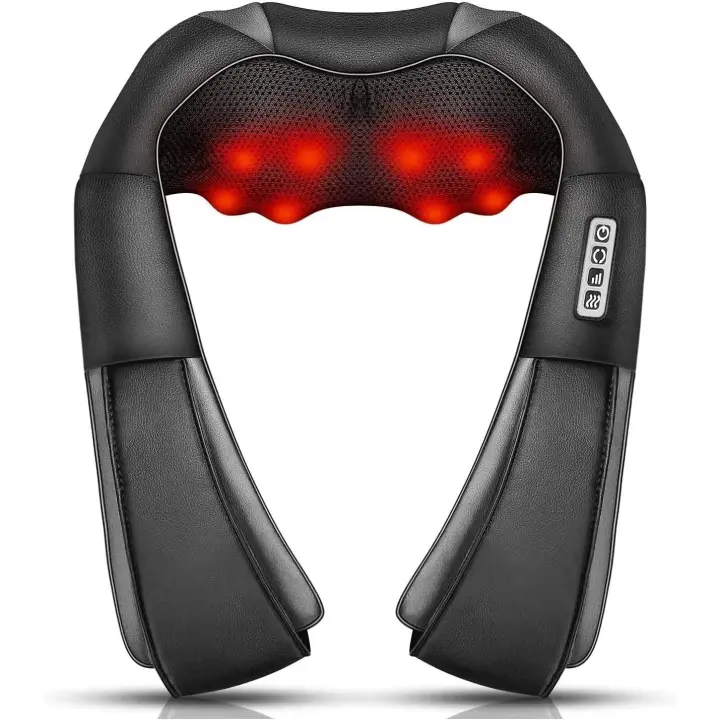 PORCHEDDU Masajeador de Cuello, tejido profundo 3D amatado, portátil, Con Calor, masajeador para Cuello, espalda, hombre, pie y Pierna, en casa y Coche, Regalos de confort para Mujeres y hombres. - 1