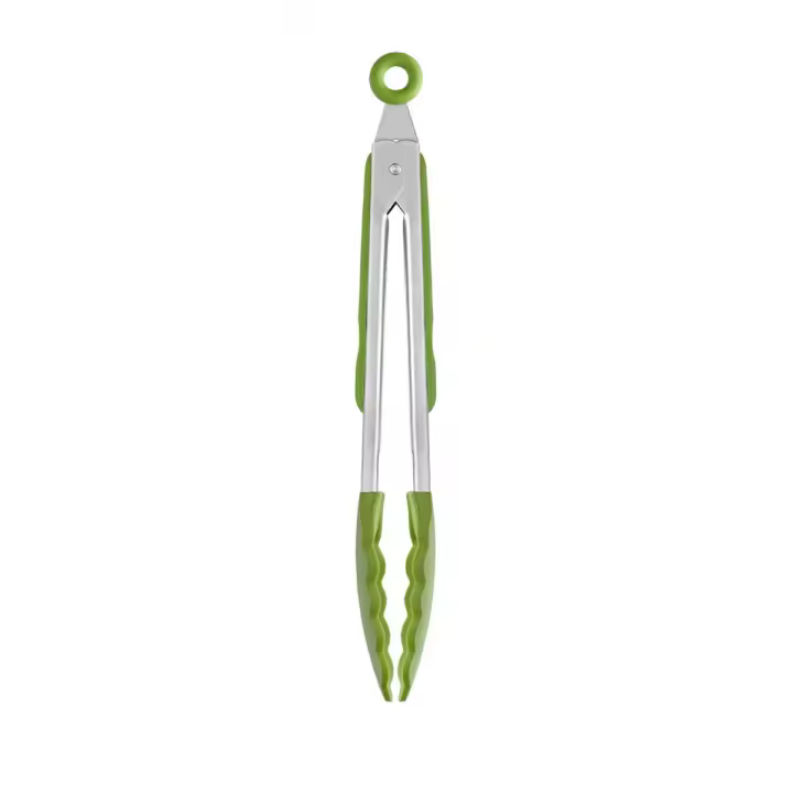 Bra - Pinzas de Cocina Prior, 28.5 cm, Acero Inoxidable y Silicona Verde, Apto Lavavajillas, Utensilio Cocina, Coger Alimentos - 1