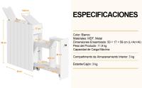 Armario de Baño Armario de Estrecho de Madera con 2 Cajones Armario Lateral Pequeño con Cajones y Rodillos Organizador Estrecho para Baño Cocina Salón 50x17x58 cm - details 4