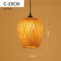 Lámpara Colgante De Bambú Hecha a Mano Estilo Rustico Para Decoración Del Hogar Y Sala De Estar Luz LED Tradicional Semiflujo - details 0