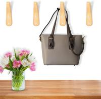 4 piezas de Madera Ganchos de la capa de Madera Natural de montaje en Madera simple moderno en forma de V montado en la comparación de almacenamiento para Colgar Abrigos sombreros Bolsas toallas - details 3