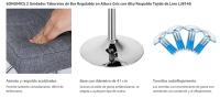 SONGMICS Taburete de Bar Juego de 2, Sillas de Bar Regulables en Altura con Superficie de Lino, Taburete de Cocina Giratorio en 360° con Respaldo y Reposapiés, Acero Cromado, Gris/Blanco - details 2