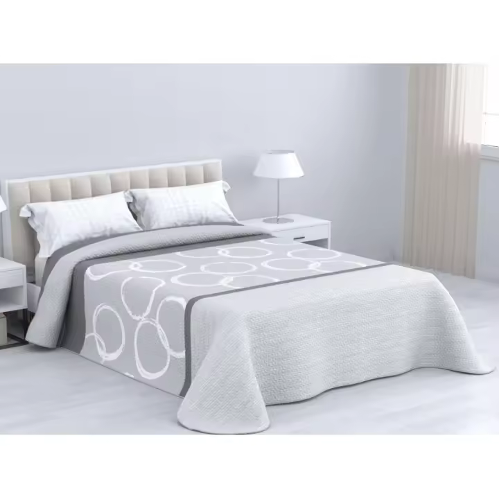 Niágara Gris- Colcha Ligera de Microfibra para Dormitorio, Fresca y Económica - 1