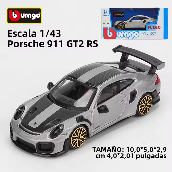 Modelo De Coche De Simulación Bburago 1:43 Porsche 911 GT2 RS Y Lamborghini Revuelto En Aleación Regalo Para Coleccionistas Y Niños Mayor De 7 Años - 1