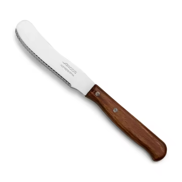 Arcos Cuchillo para Mantequilla, Hoja Serrada de Acero Inoxidable NITRUM 90 mm, Mango de Madera Comprimida, Remaches de Acero Inoxidable, Serie Latina - 1