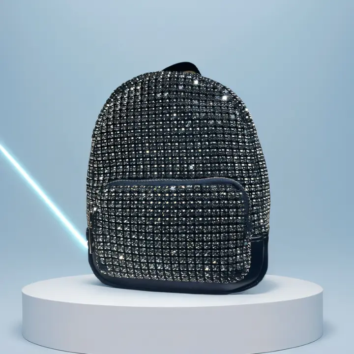 Mochila Mini Jiomay De Moda Para Mujer Lujo Diseñadora Ligera Cuero Sintético Con Decoración De Diamantes Cierre De Cremallera - 1