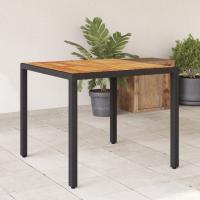vidaXL Mesa de jardín superficie madera acacia ratán 90x90x75 cm en color Gris/Negro/Beige | estructura resistente ideal para salón dormitorio o estudio - details 1