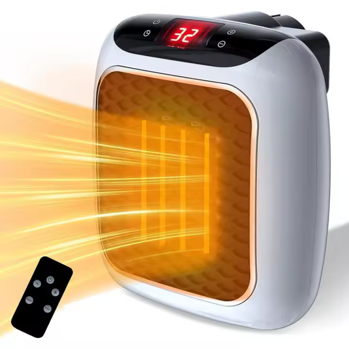 Calefactor Eléctrico 800W de pared | Calentador inteligente portátil de 400W/800W, con termostato y temporizador ajustables, protección contra sobrecalentamiento, visualización LED | Marca - 1
