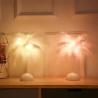 Lámpara De Mesa LED Cálida Pequeña Luz Nocturna Decorativa Para Habitación De Niña Y Novia Lámpara De Lectura Al Lado Del Cama Estilo Nórdico Romántico Con Plumas - details 6