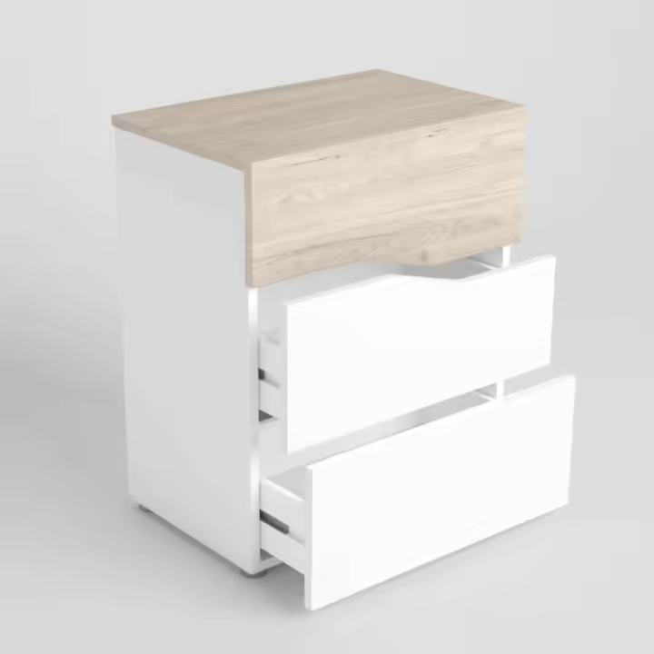 Mesita de Noche Cannes con 3 Cajones Asimétricos - Diseño Moderno y Amplio Espacio de Almacenamiento - 1