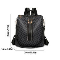 Mochila De Piel De PU Vintage Para Mujer Con Patrón De Diamantes Gran Capacidad Antirrobo Multiusos Para Salidas - details 0