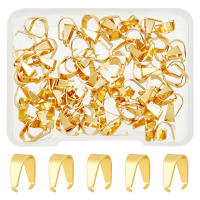 100pcs Clip De Pinza Para Colgantes Aros De Cierre 18K Dorados Clip De Presión Para Colgantes De Acero Inoxidable Conector De Joyería - details 0