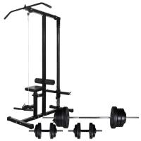 vidaXL Máquina Musculación Barra Mancuerna Pesa Ejercicio Entrenamiento Peso 30.5 kg, 60.5 kg - details 1