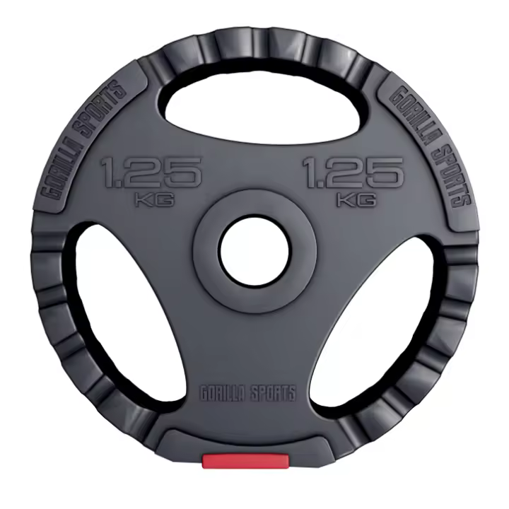 Gorilla Sports Disco de pesas Gripper plástico en negro y rojo - 1