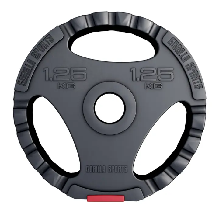 Gorilla Sports Disco de pesas Gripper plástico en negro y rojo - 1