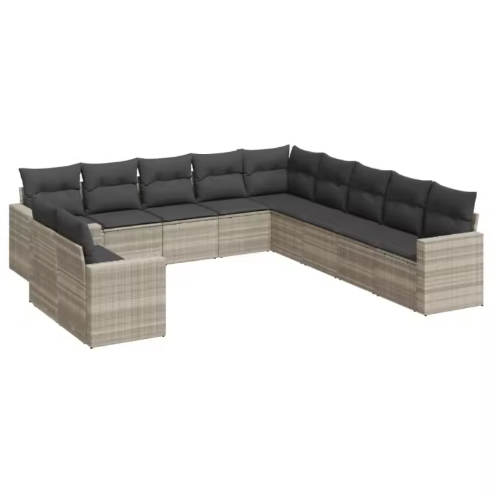 Conjunto de sofás de Jardín 11 pzas y zapatos sintético gris - 1