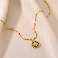 Collar De Lujo Para Mujer Diseño Vintage Con Colgante De Zirconia En Forma De Rueda Del Destino Cadena De Acero Inoxidable Regalo BFF - details 2