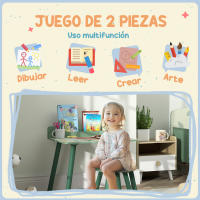 AIYAPLAY Mesa y Silla Infantiles de 2 Piezas Mesa Infantil con Silla y Estante para Libros Escritorio para Niños de +3 Años para Sala de Juegos - details 3