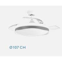 FABRILAMP PREMIUM Ventilador Dc Blondi Blanco/gris 72w 3aspas 49/107d 7200lm 6velocidades Tres Luces 3000k,4500k,6000k, Remoto+temporizador+memoria TEMPORIZADOR 1/2/4/8 H, Control de aire verano o invierno Incluye 2 tijas y mandos calidad de confianza - details 1