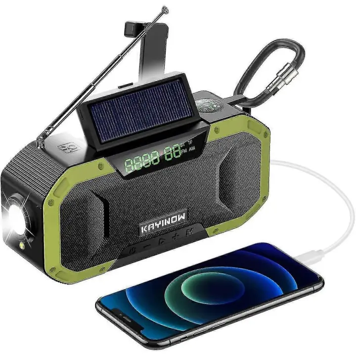 Emergency Radio, Sepeda Portable Radio Wireless Speaker, Noaa Weather Radio For Household And Outdoor With Am/fm, Hand Crank Radio (green)  PLAY - 1