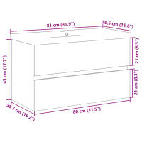 vidaXL Set muebles de baño 2 piezas madera contrachapada gris hormigón - details 7