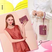 Monedero Mujer Pequeño Cartera de Mujer 100% Cuero Vegano Billetera Short with Bolsillo de Cremallera para Monedas' (Rojo wine) - details 0
