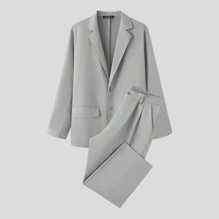 INCERUN Conjunto De Hombre 2024 Estilo Coreano Chaqueta Larga Y Pantalones Casual Streetwear Masculino Dos Piezas S-5XL Solido - 1